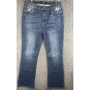 Judy Blue Jeans Women's Size 13/31 Bootcut Split Hem Stretch‎ Dark Wash Denim